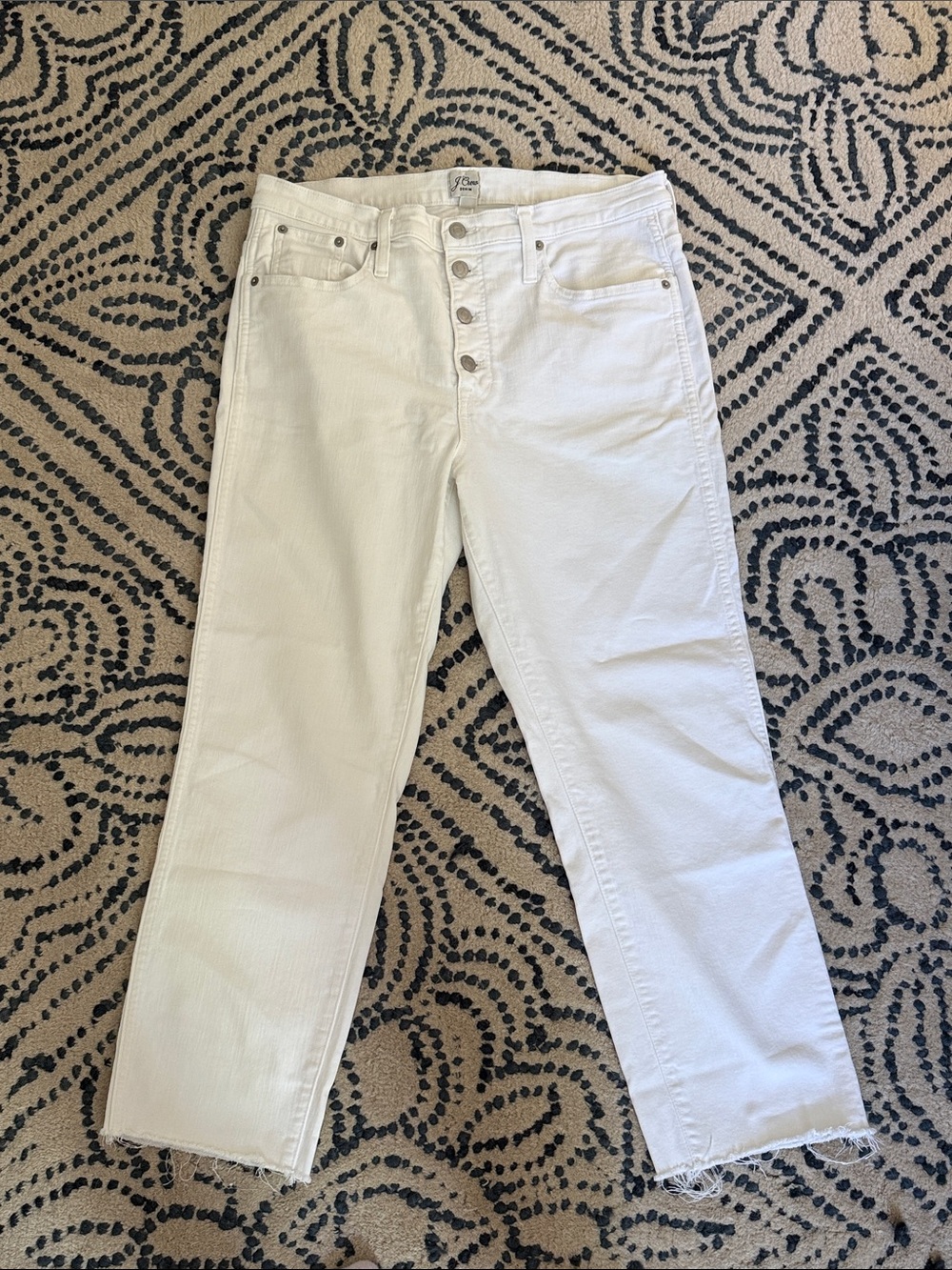 J. Crew White Straight-Leg Button-Fly Jeans